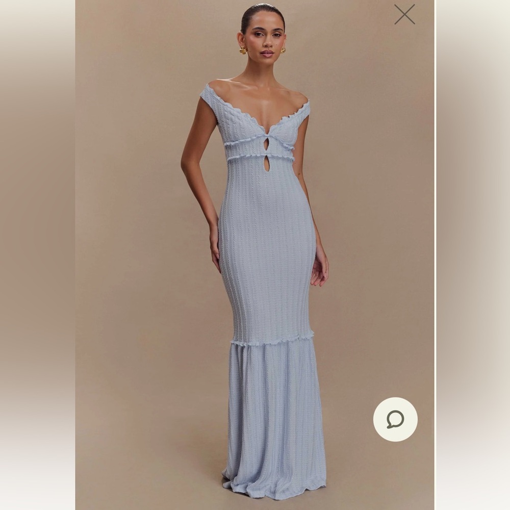 Meshki Natalie Off Shoulder Maxi Dress - Sky Blue